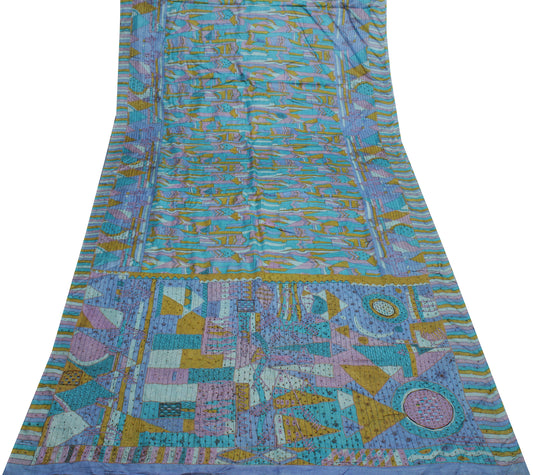 Sushila Vintage Multi-Color Saree Pure Silk Printed & Embroidered Sari Fabric