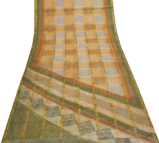 Sushila Vintage Multi-Color Saree Pure Cotton Printed & Woven Sari Craft Fabric