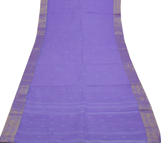 Sushila Vintage Purple Indian Saree Pure Cotton Woven Sari Craft Decor Fabric