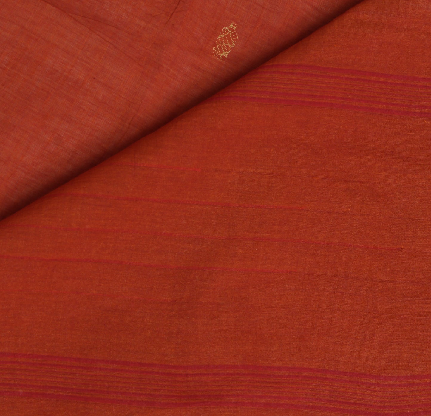 Sushila Vintage Rust Indian Saree 100% Pure Cotton Woven Sari Craft 5 YD Fabric