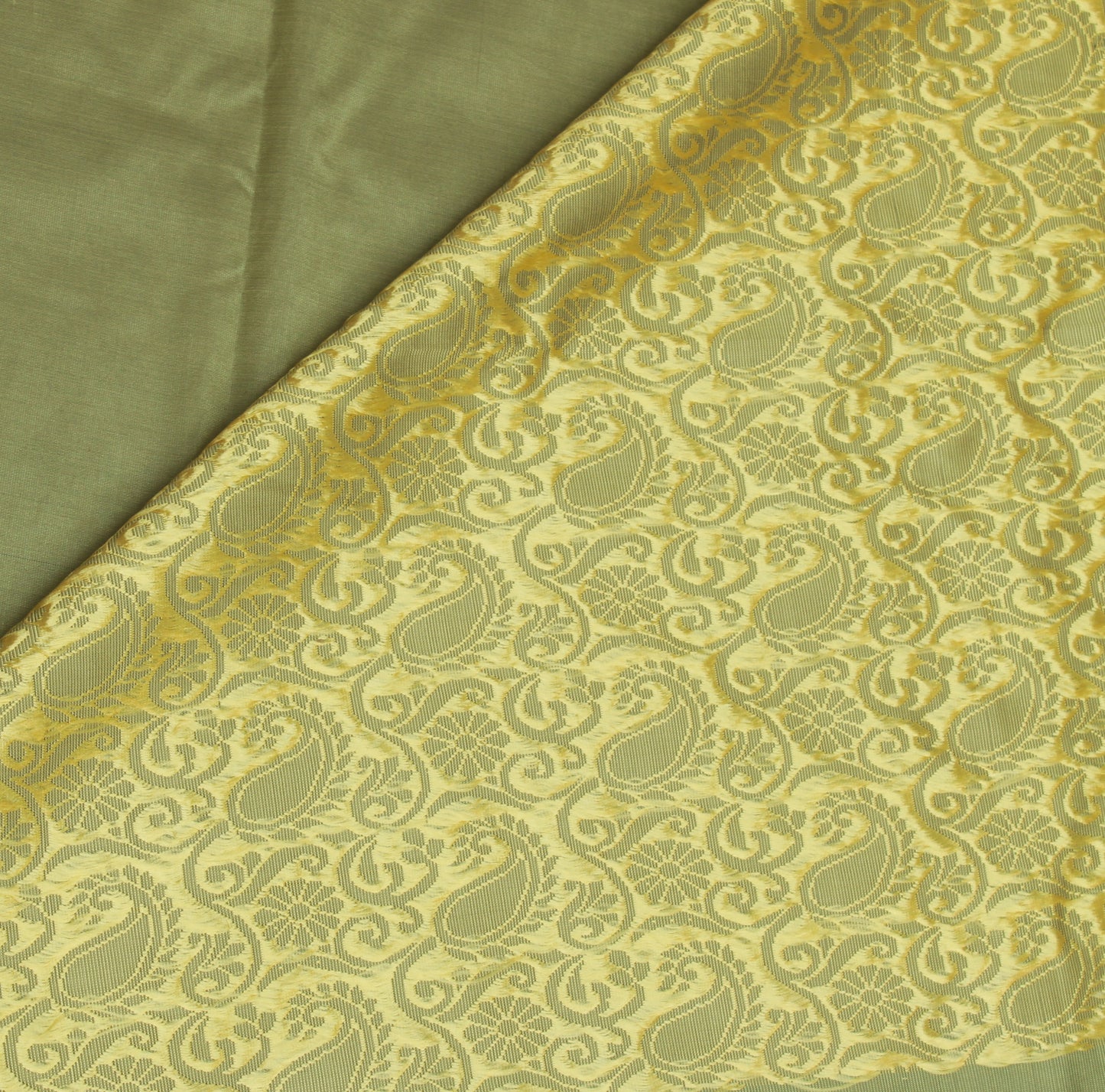 Sushila Vintage Green Indian Saree Blend Silk Woven Paisley Sari Craft Fabric
