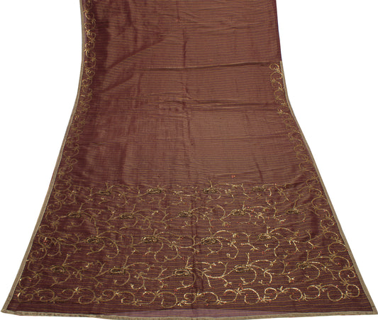 Sushila Vintage Indian Saree Blend Georgette Silk Woven Floral Sari Craft Fabric