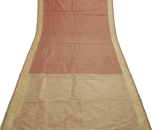 Sushila Vintage Indian Saree Blend Cotton Woven Floral Sari Craft 5 Yard Fabric