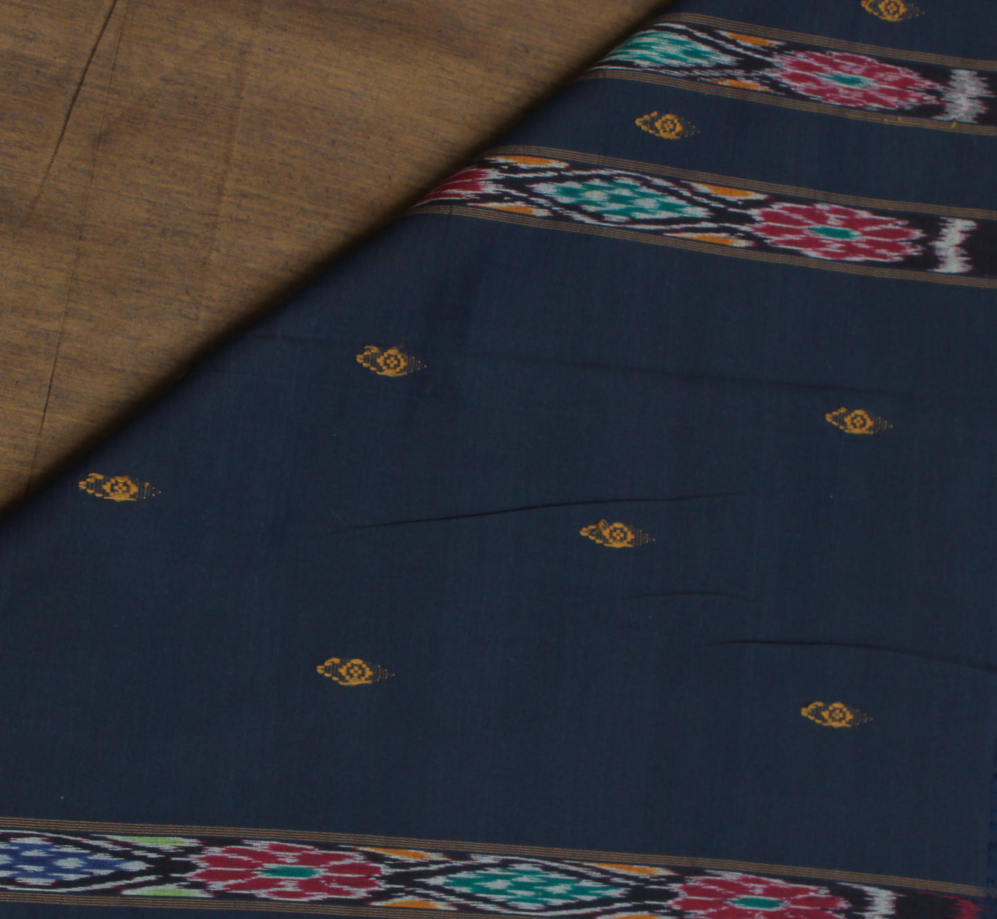 Sushila Vintage Indian Sari Pure Cotton Hand Woven Ikat Patola Sari Craft Fabric