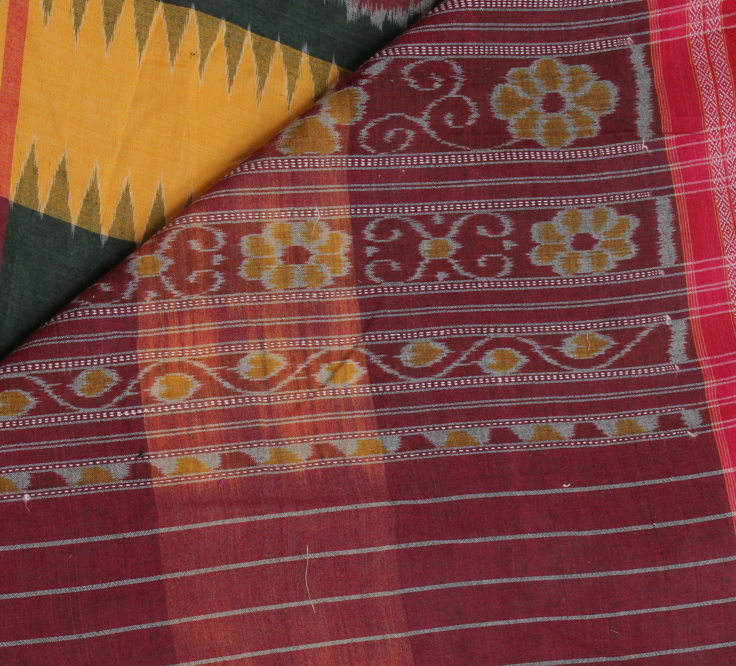 Sushila Vintage Saree 100% Pure Cotton Hand Woven Ikat Patola Sari Craft Fabric