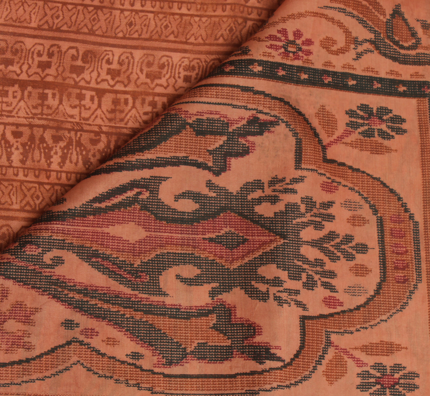 Sushila Vintage Indian Saree 100% Pure Silk Printed Sari Craft 5 Yard Fabric