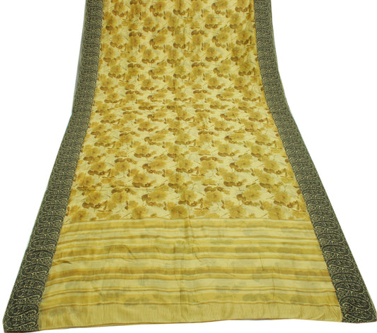 Sushila Vintage Light Green Saree Pure Cotton Printed Floral Sari Craft Fabric