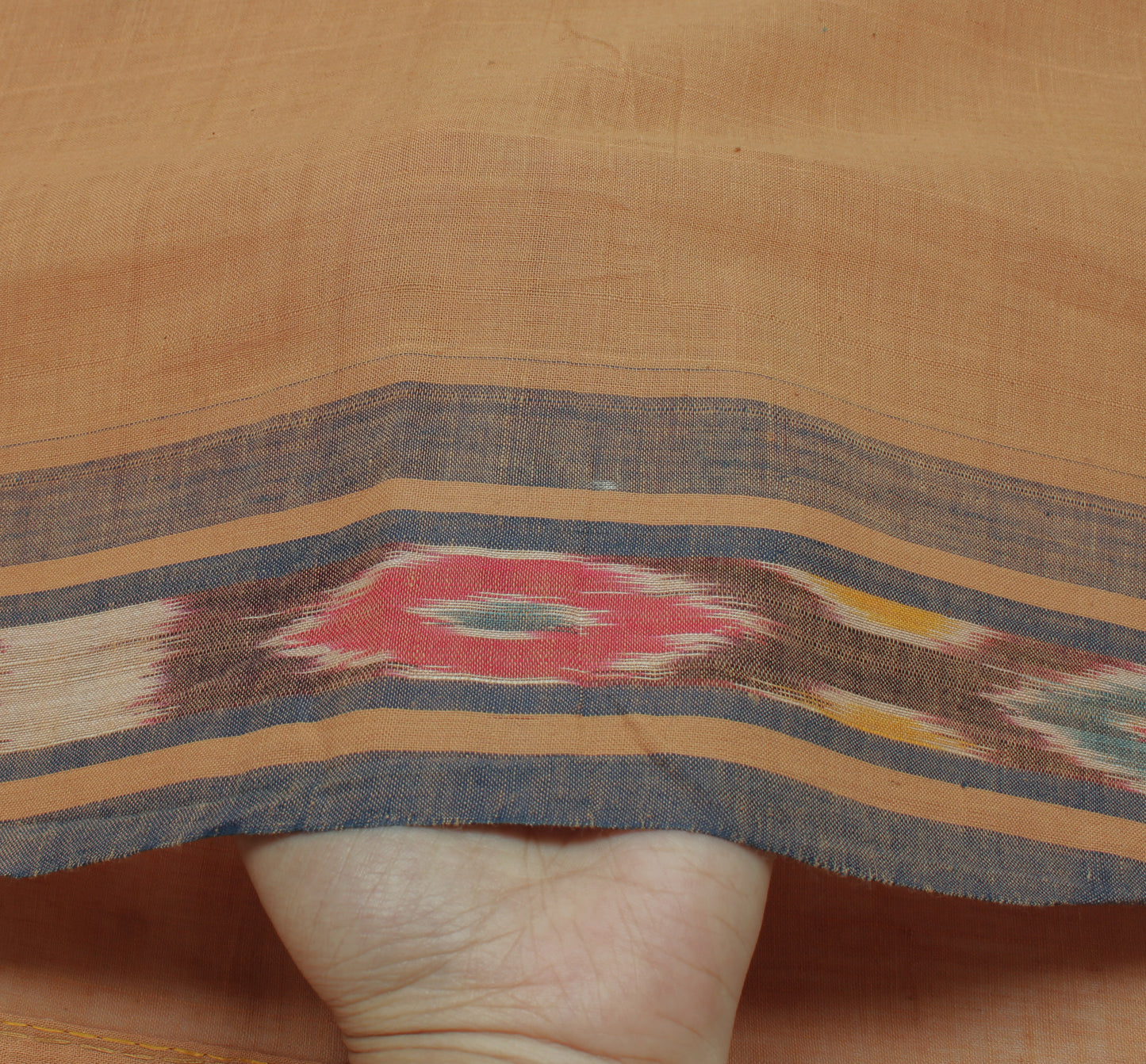 Sushila Vintage Brown Saree Pure Cotton Hand Woven Ikat Patola Sari Craft Fabric