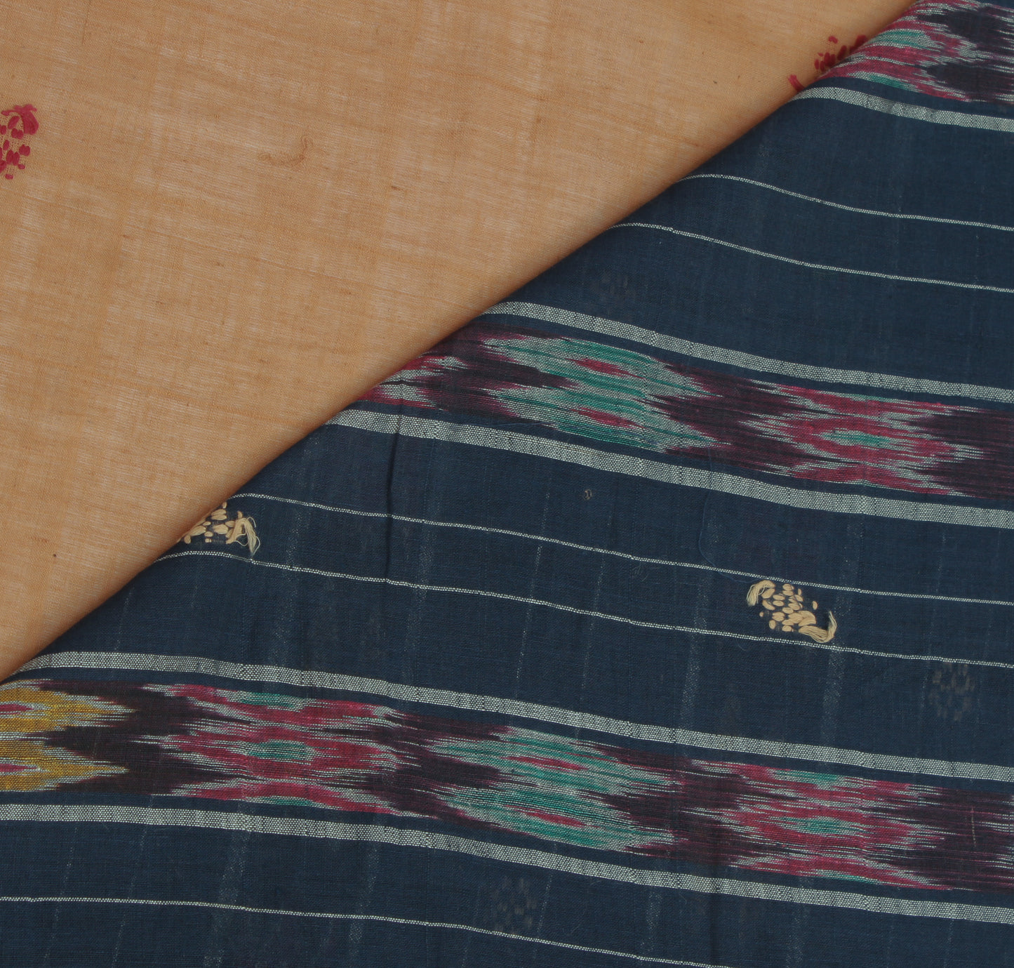 Sushila Vintage Brown Saree Pure Cotton Hand Woven Ikat Patola Sari Craft Fabric