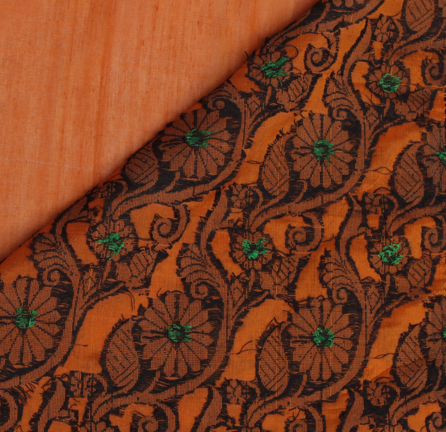 Sushila Vintage Rust Indian Saree Blend Cotton Woven Floral Sari Craft Fabric