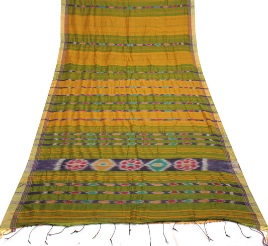 Sushila Vintage Saree Bend Cotton Hand Woven Ikat Patola Sari Craft Fabric