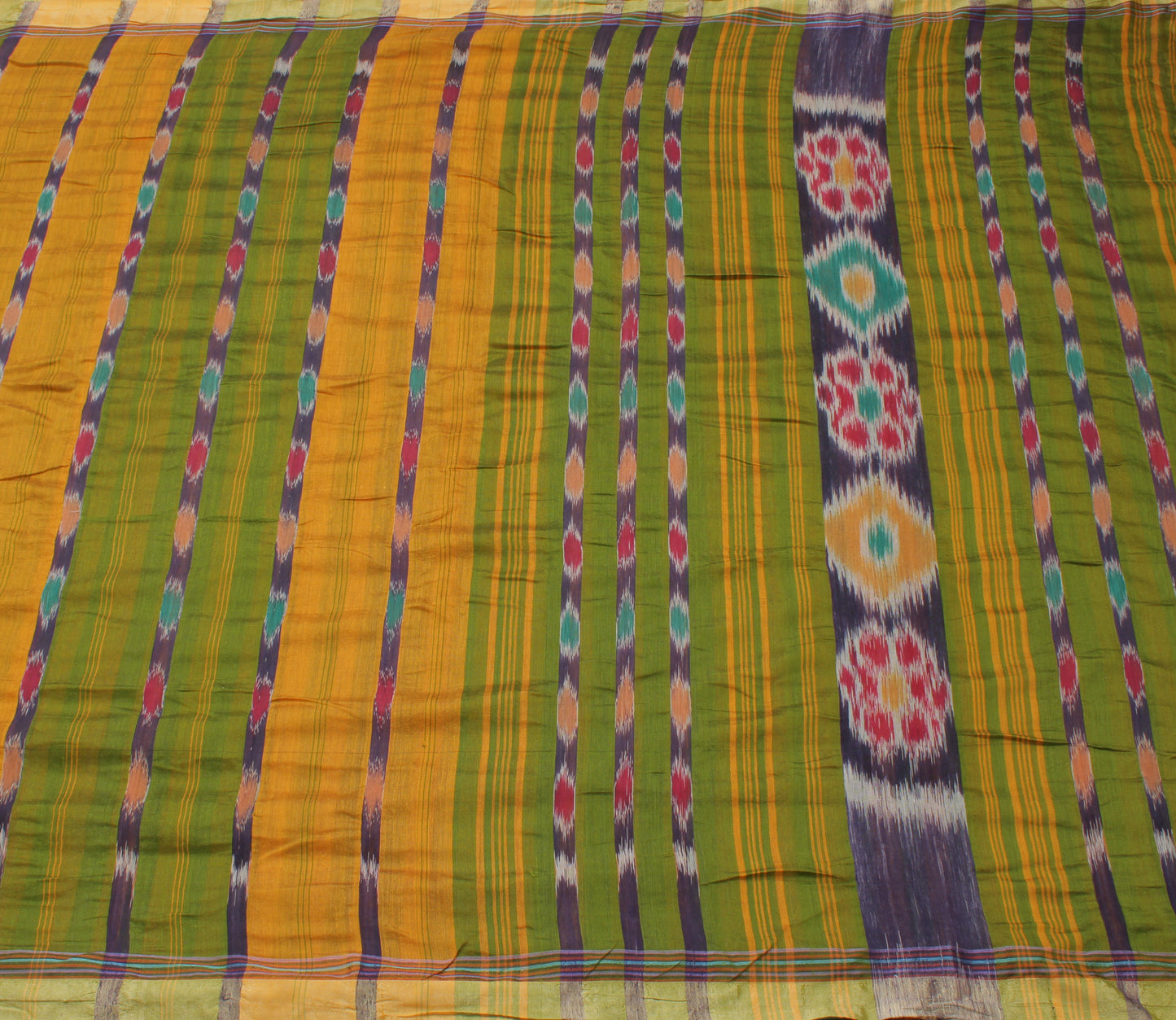 Sushila Vintage Saree Bend Cotton Hand Woven Ikat Patola Sari Craft Fabric