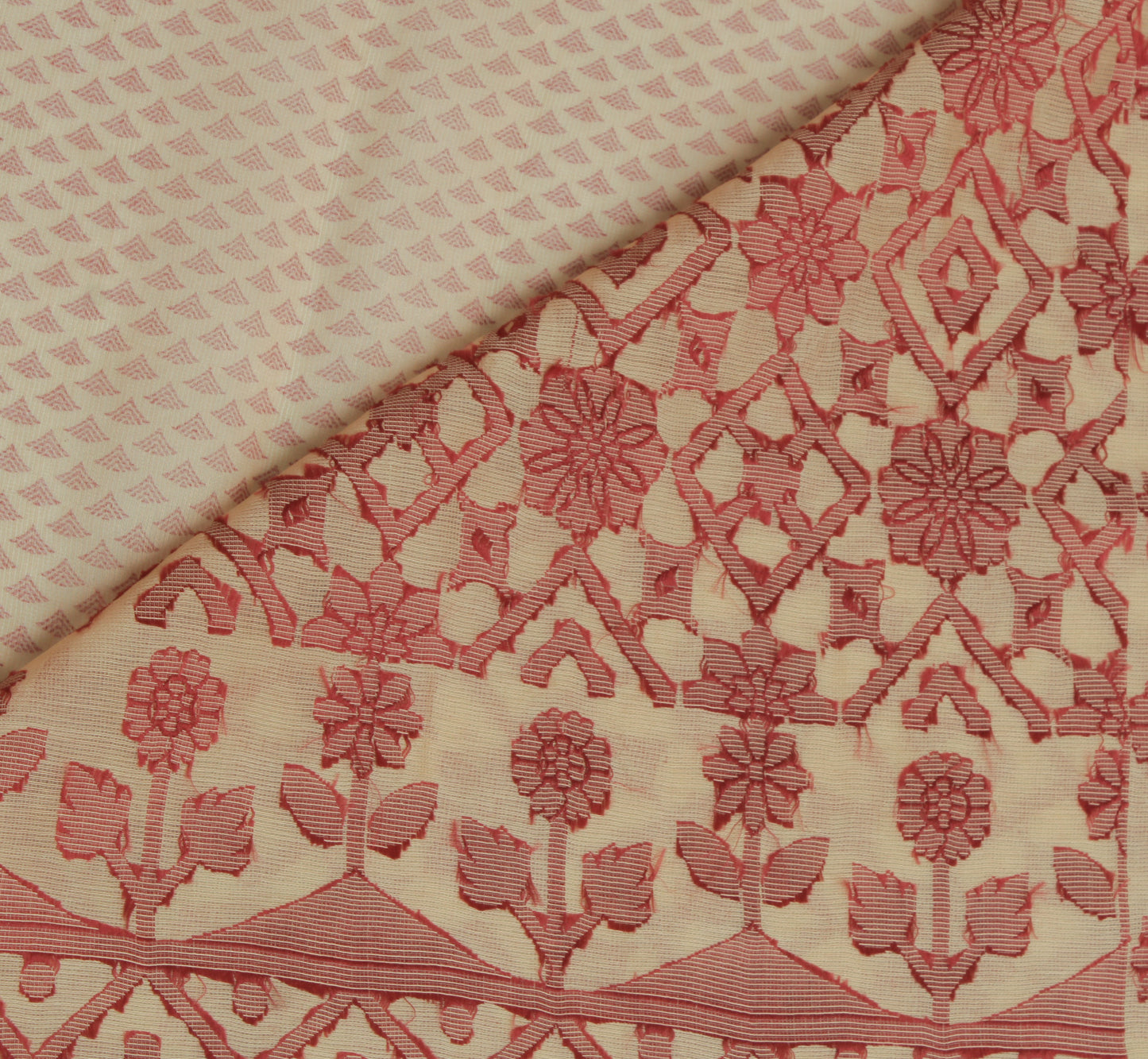 Sushila Vintage Cream Saree 100% Pure Silk Woven Floral Sari Craft 5 Yard Fabric