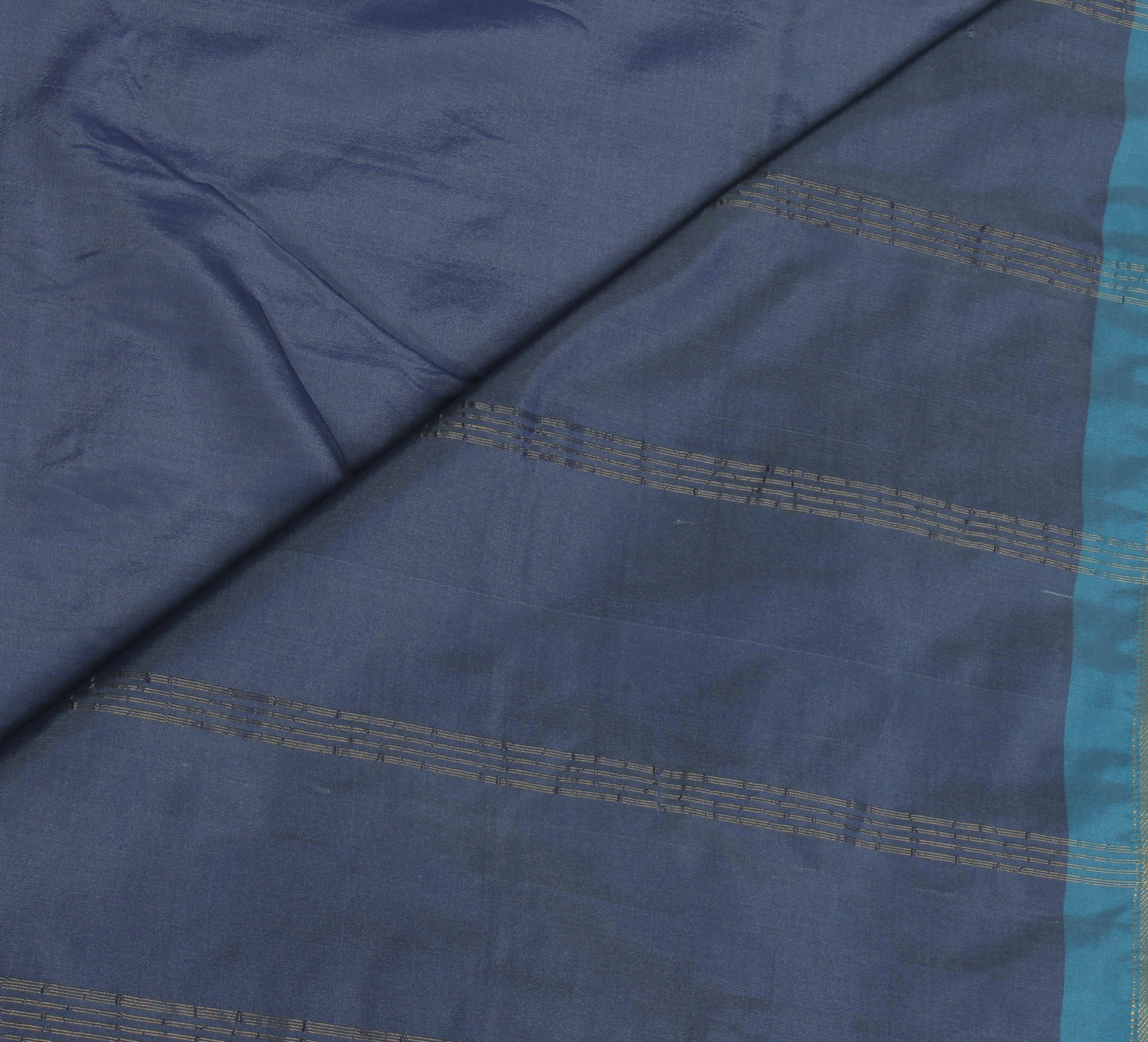 Sushila Vintage Blue Indian Saree Blend Silk Woven Sari Craft 5 Yard Fabric