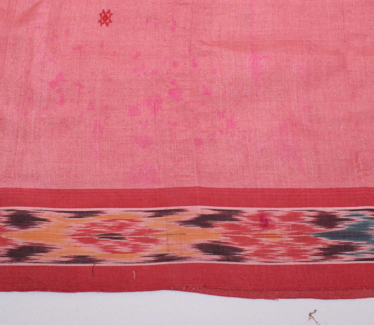 Sushila Vintage Pink Saree Pure Silk Hand Woven Ikat Patola Sari Craft Fabric