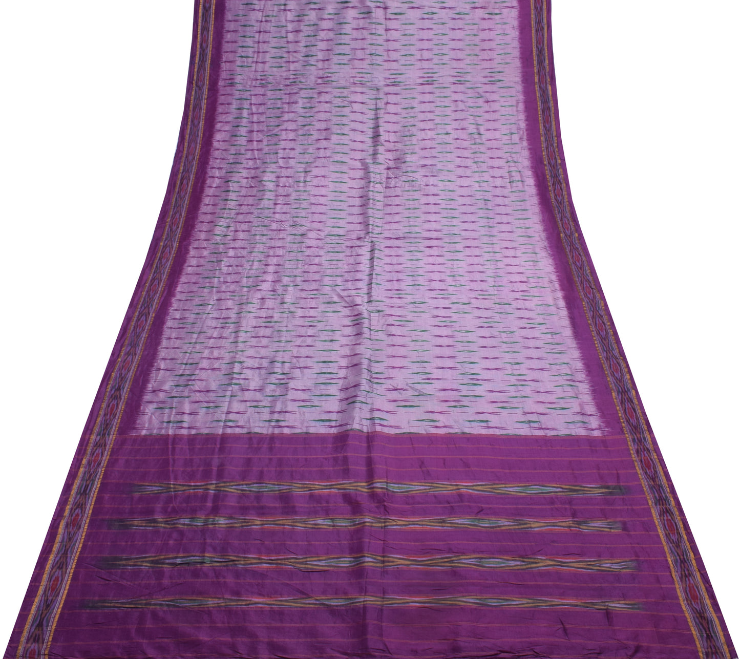 Sushila Vintage Purple Saree Pure Silk Hand Woven Ikat Patola Sari Craft Fabric