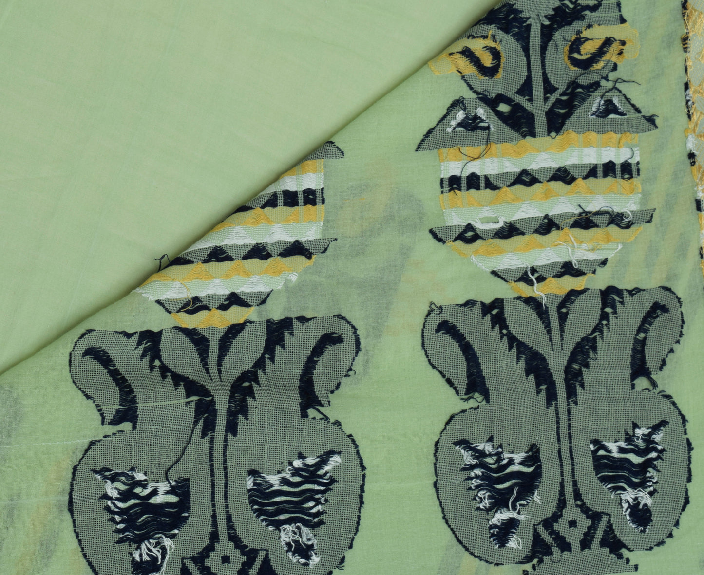 Sushila Vintage Pista Green Saree 100% Pure Cotton Woven 5 Yard Sari Fabric
