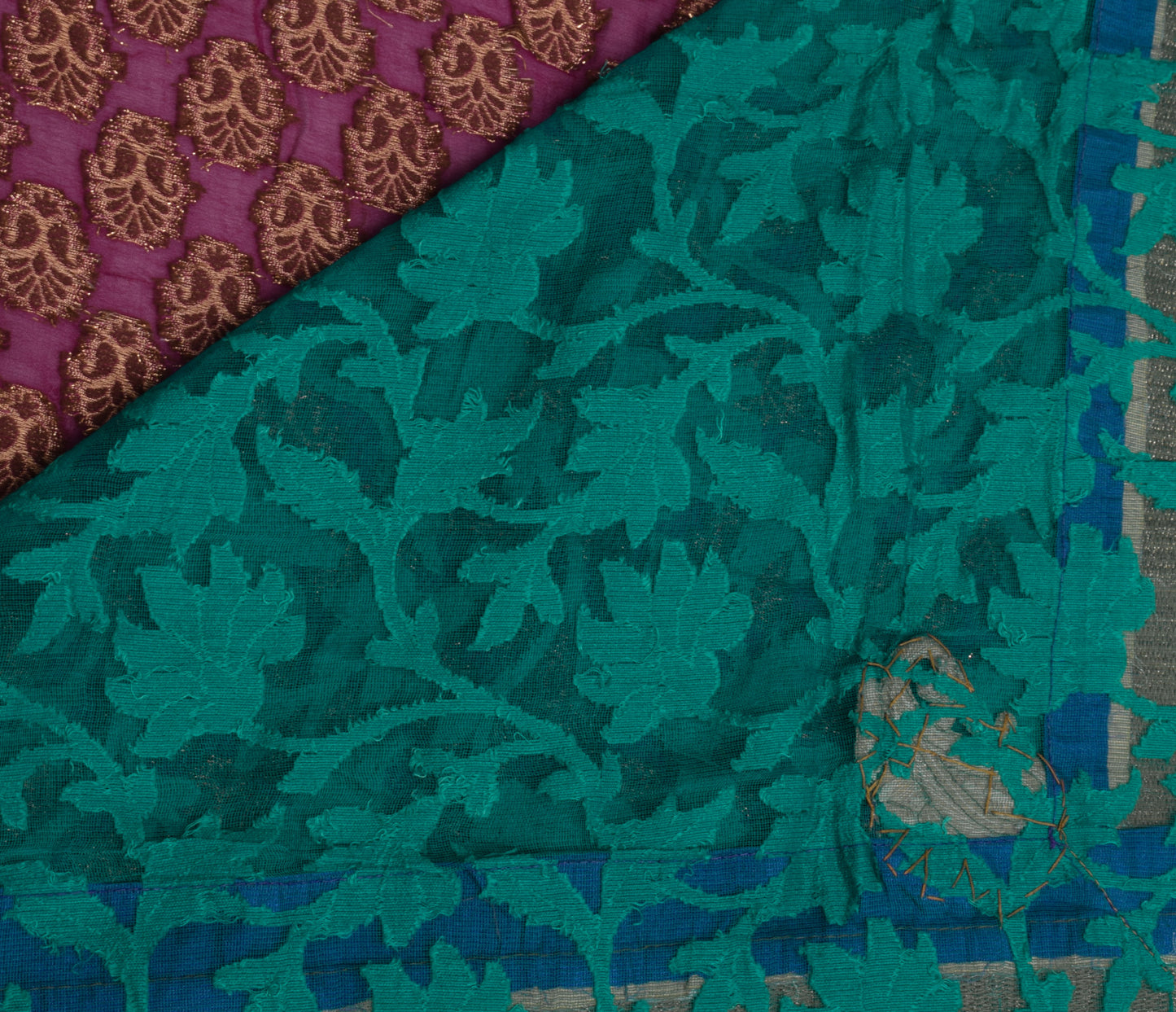 Sushila Vintage Green HEAVY Saree Pure Georgette Silk Woven Floral Sari Fabric