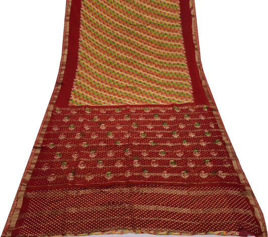 Sushila Vintage Multi-Color Saree Pure Georgette Silk Printed Sari Craft Fabric