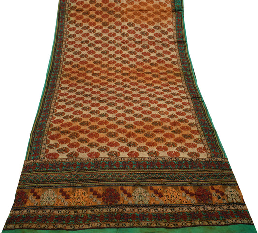 Sushila Vintage Multi-Color Saree Pure Georgette Silk Printed Floral Sari Fabric