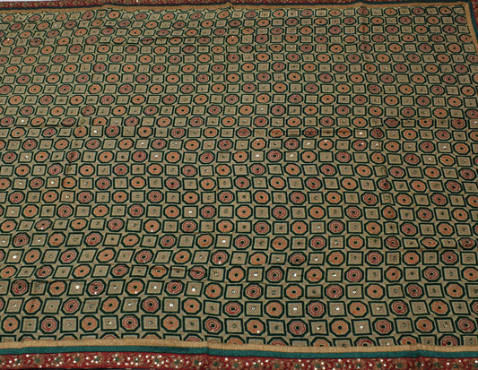 Sushila Vintage Green Saree Pure Georgette Silk Printed & Woven Sari 5 YD Fabric