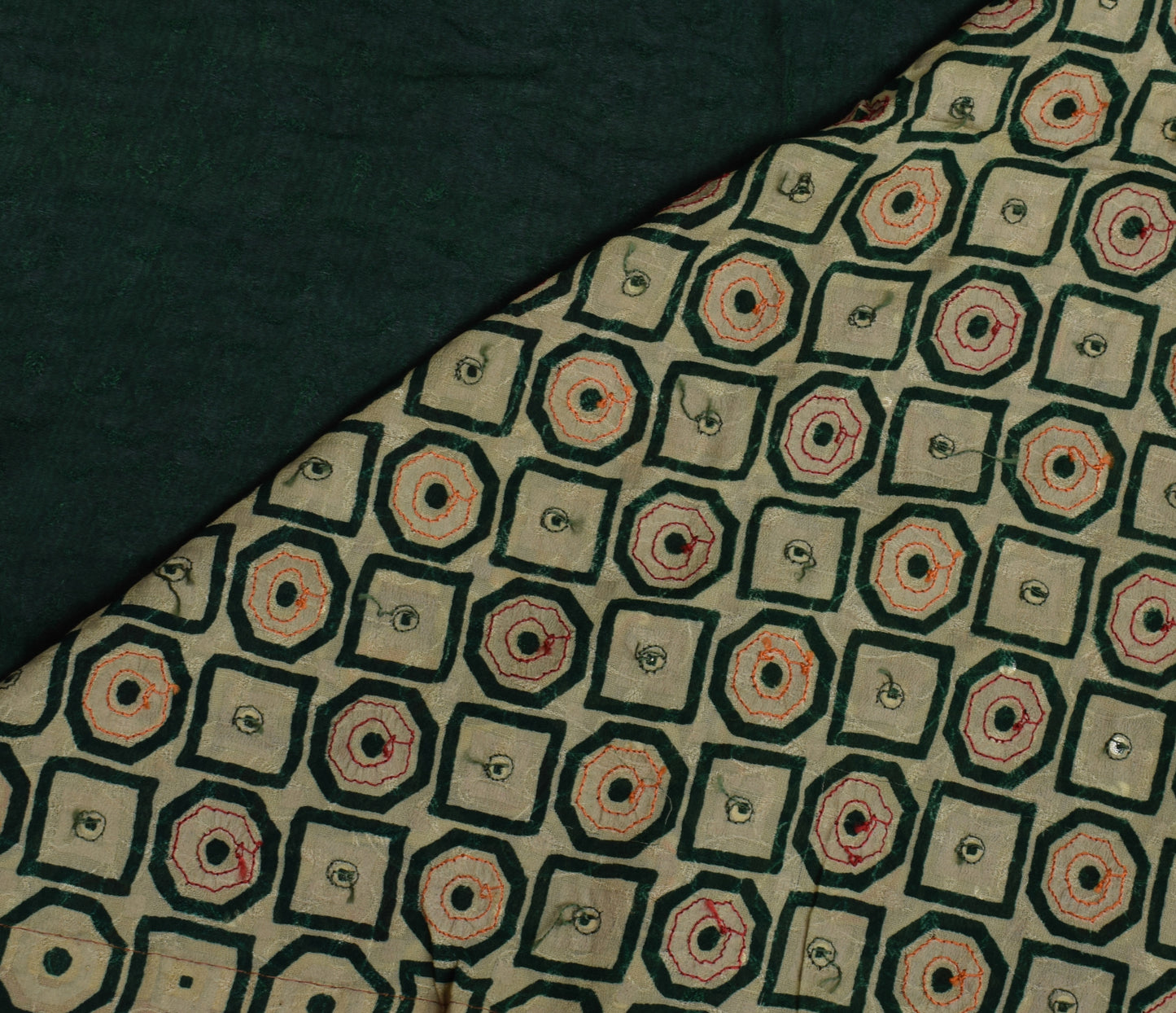 Sushila Vintage Green Saree Pure Georgette Silk Printed & Woven Sari 5 YD Fabric