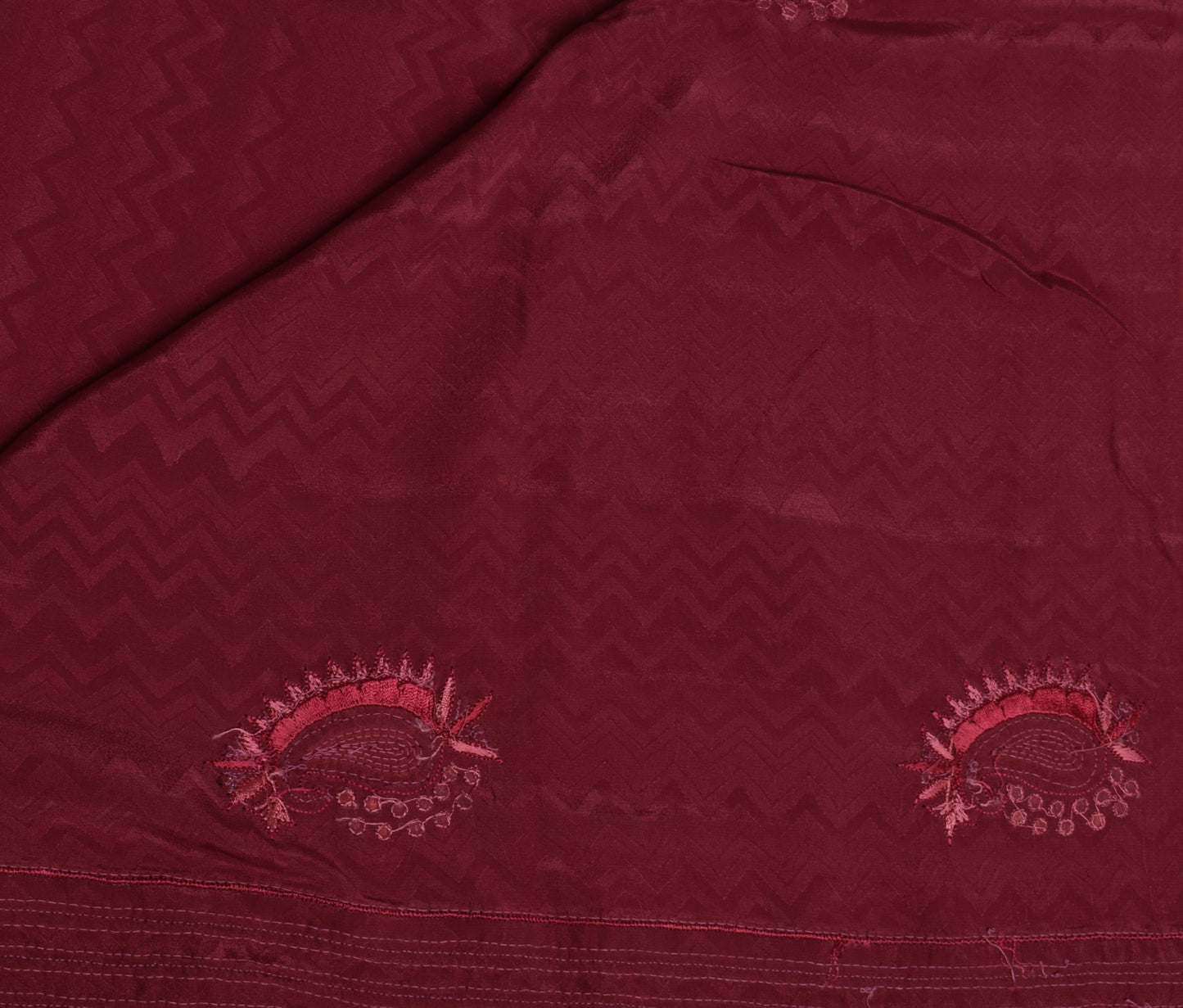 Sushila Vintage Indian Saree Pure Silk Embroidered Paisley Sari Craft Fabric