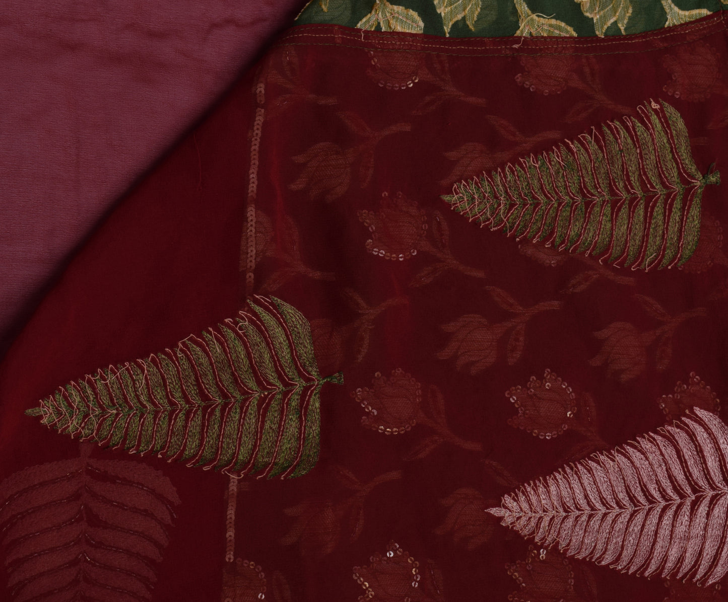 Sushila Vintage Indian Saree Pure Georgette Woven & Embroidered Sari Fabric