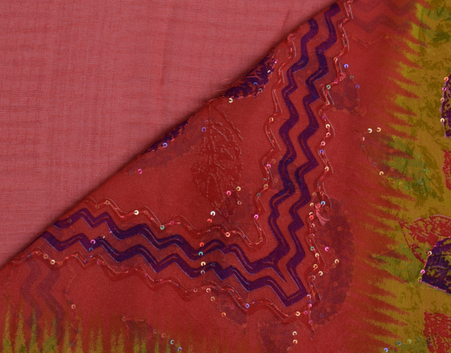 Sushila Vintage Indian Saree Blend Georgette Silk Printed Sari Craft Fabric