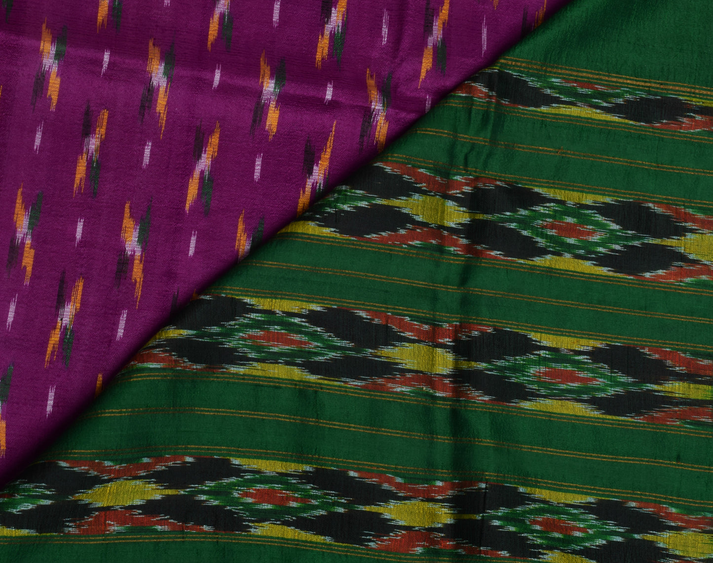 Sushila Vintage Purple Saree Pure Silk Hand Woven Ikat Patola Sari Craft Fabric