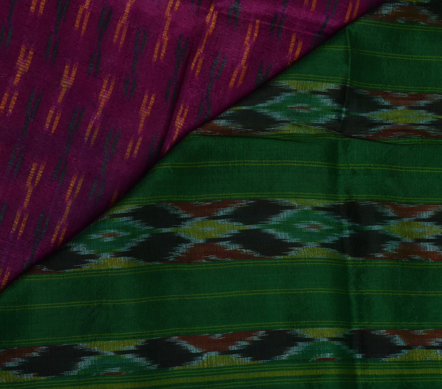 Sushila Vintage Purple Saree Pure Silk Hand Woven Ikat Patola Sari Craft Fabric