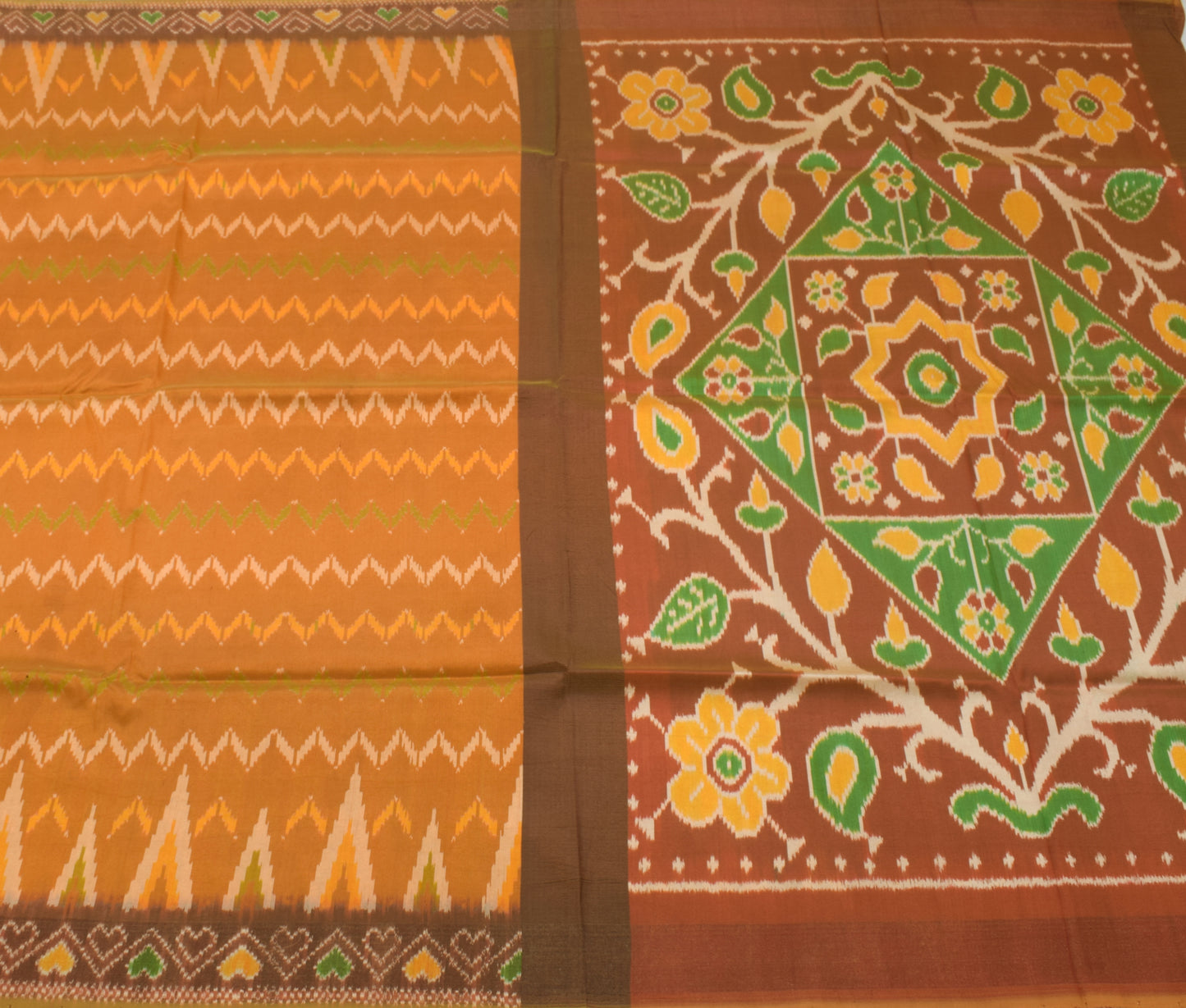 Sushila Vintage Indian Saree Blend Silk Hand Woven Ikat Patola Sari Craft Fabric