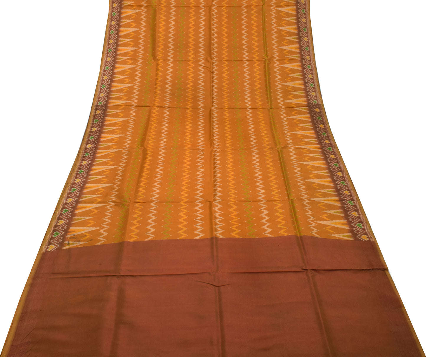 Sushila Vintage Indian Saree Blend Silk Hand Woven Ikat Patola Sari Craft Fabric