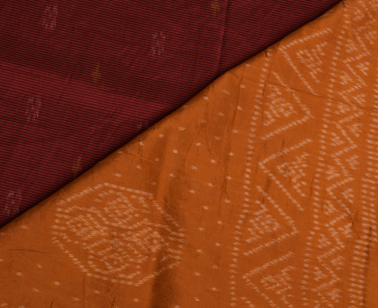 Sushila Vintage Maroon Saree Pure Silk Hand Woven Ikat Patola Sari Craft Fabric