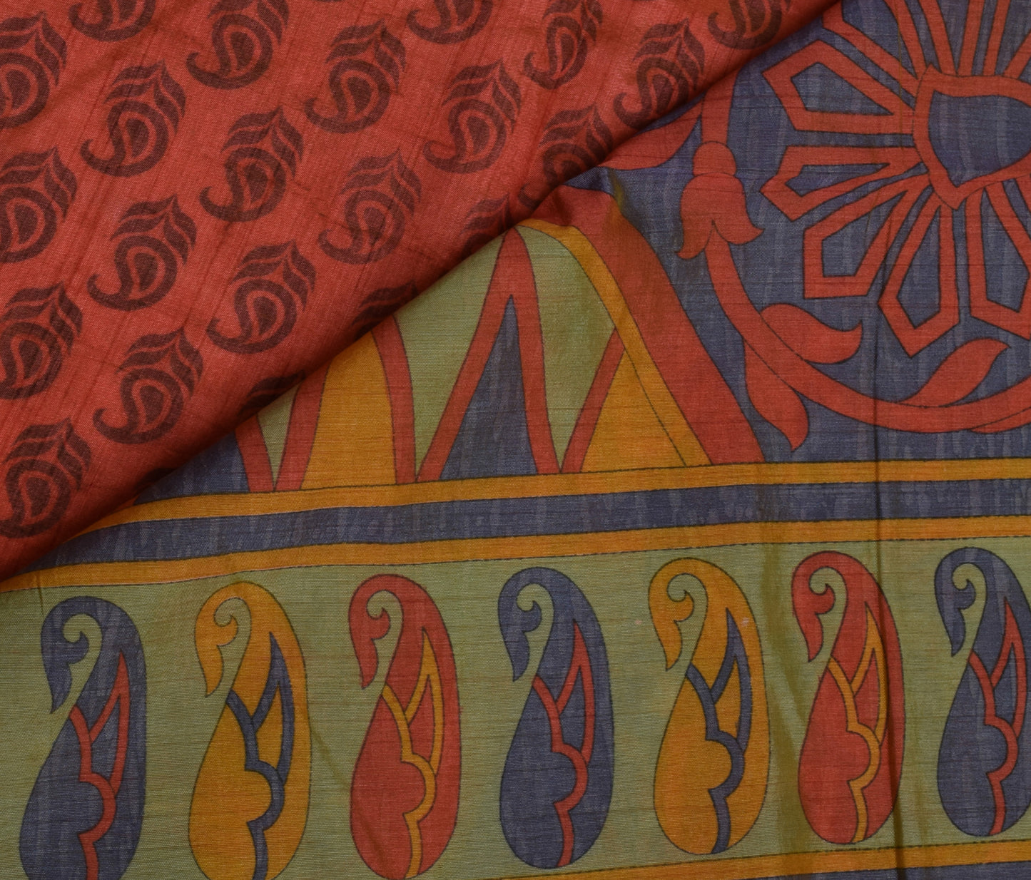 Sushila Vintage Woven Saree Blend Silk Printed Paisley Sari Craft 5 Yard Fabric