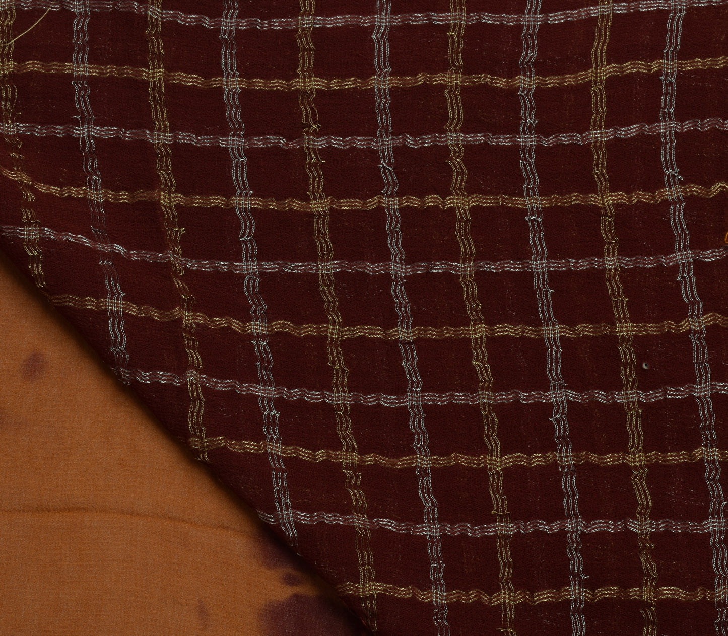 Sushila Vintage Rust Tie-Dye Saree Pure Georgette Silk Woven 5 Yard Sari Fabric