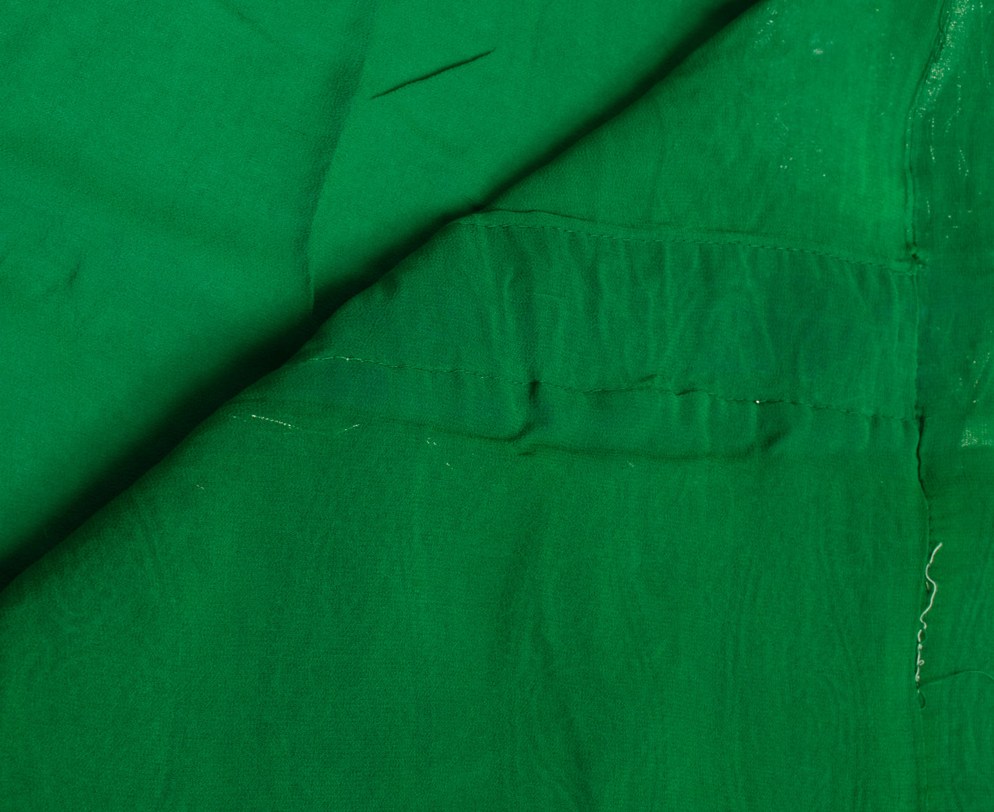 Sushila Vintage Green Saree Pure Georgette Silk Patch Work Sari Craft Fabric