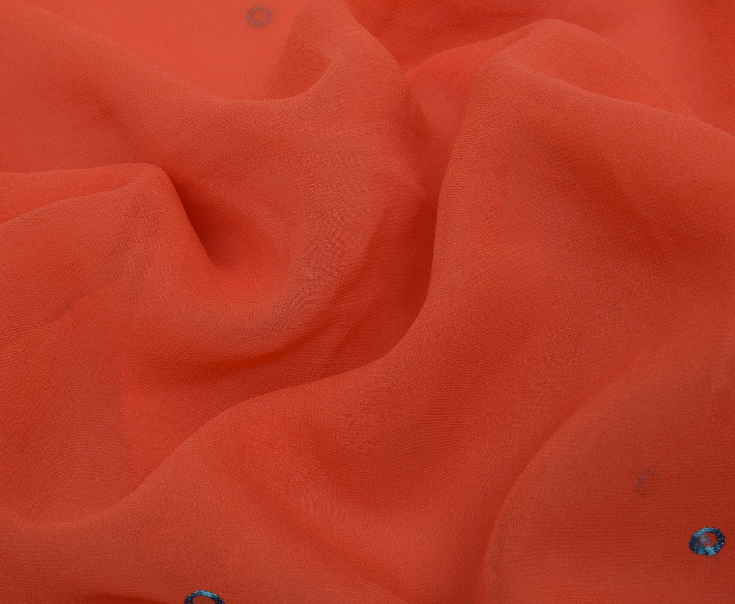 Sushila Vintage Peach Saree Pure Georgette Silk Hand Beaded Sari Craft Fabric