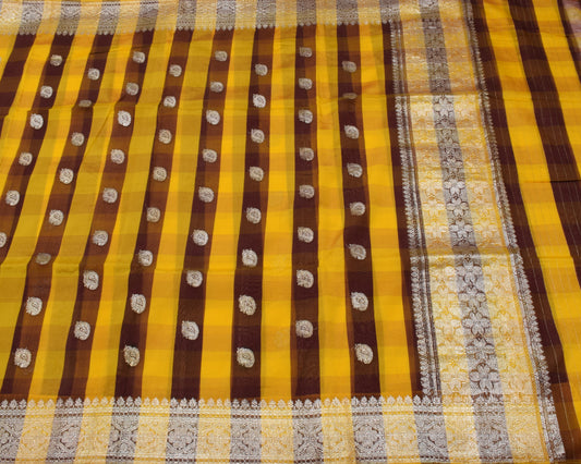 Sushila Vintage Multi-Color Saree Blend Silk Woven Paisley Sari Craft Fabric