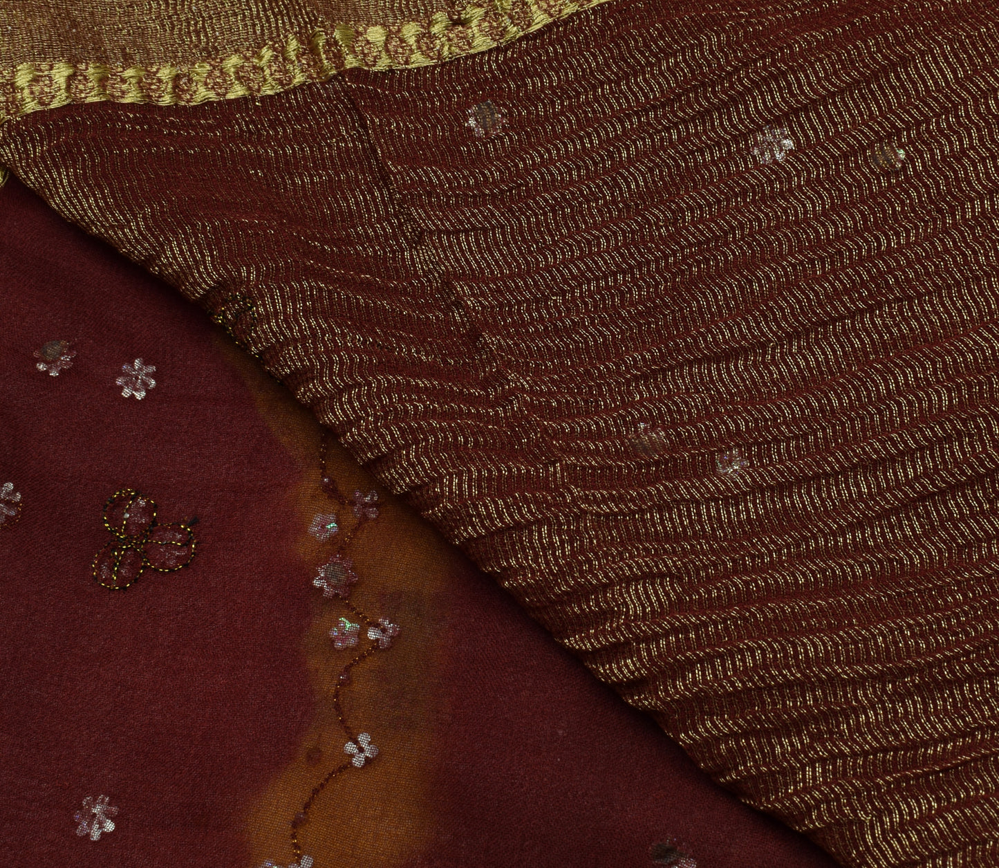Sushila Vintage Tie-Dye Saree Pure Georgette Silk Aari Work Sari Craft Fabric