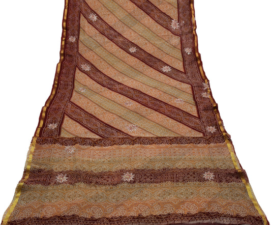 Sushila Vintage Multi-Color Saree Pure Georgette Bandhani Printed Sari Fabric