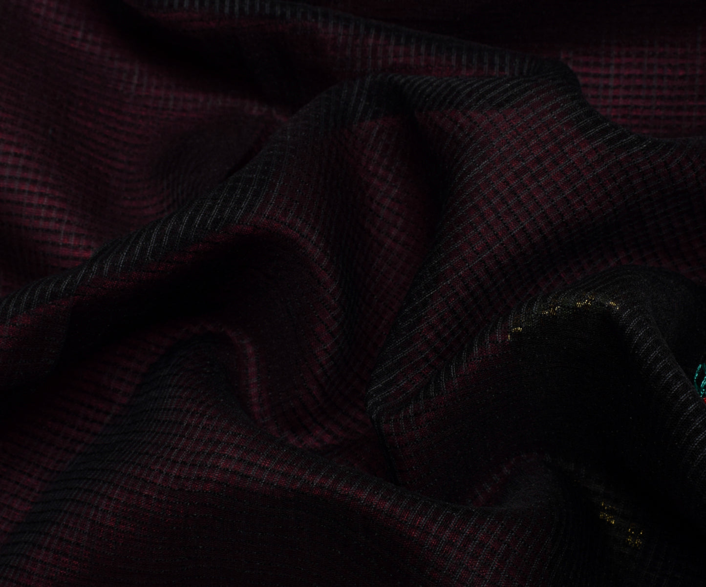 Sushila Vintage Black Saree Blend Silk Hand Embroidered Floral Sari Craft Fabric