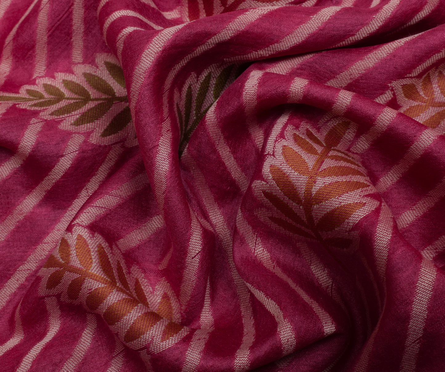 Sushila Vintage Dark Pink Indian Saree 100% Pure Silk Woven Floral Sari Fabric