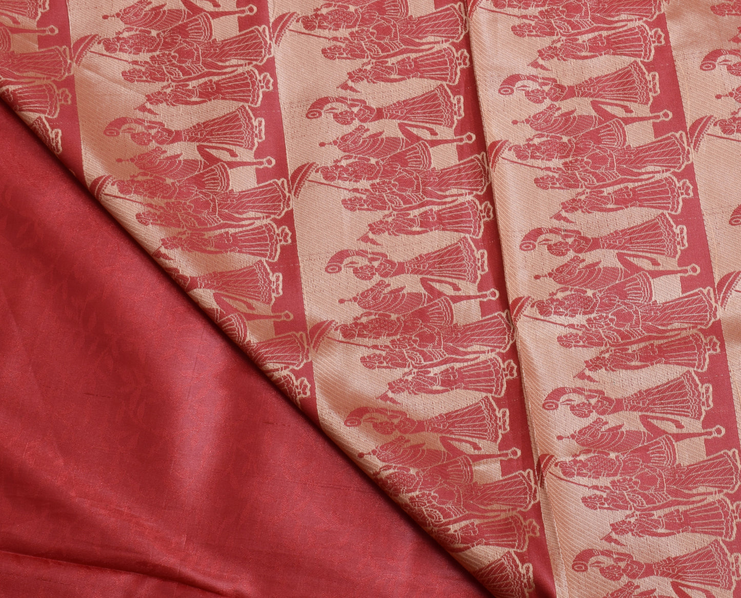 Sushila Vintage Dark Peach Saree Blend Silk Self Woven Floral Sari Craft Fabric