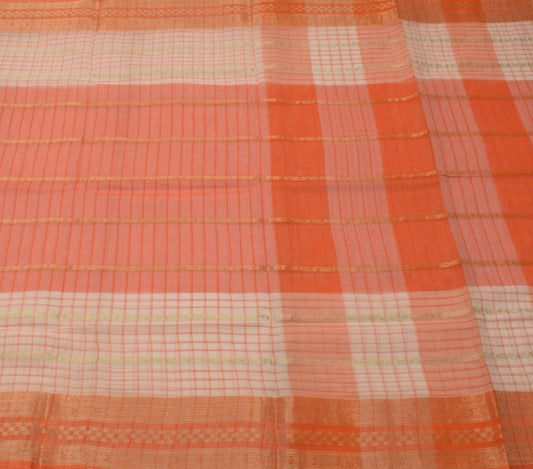 Sushila Vintage Indian Saree Pure Cotton Woven Floral Sari Craft 5 Yard Fabric