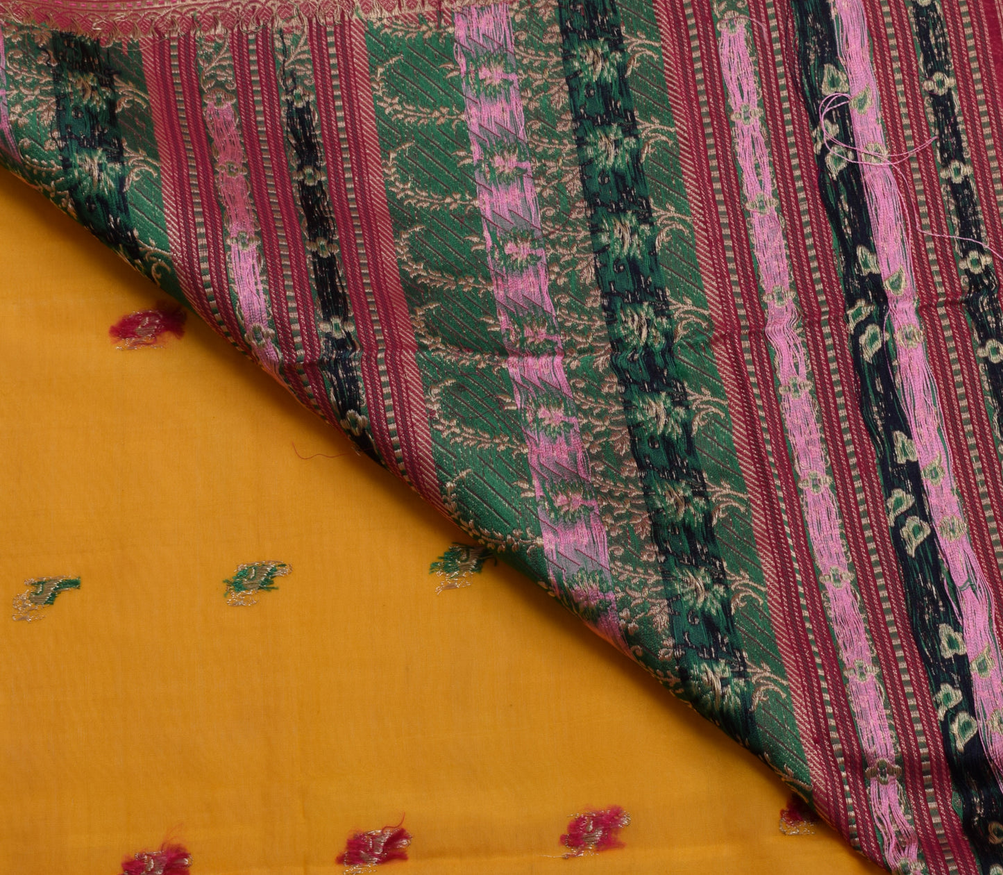 Sushila Vintage Yellow Saree 100% Pure Silk Zari Woven Paisley Sari Craft Fabric
