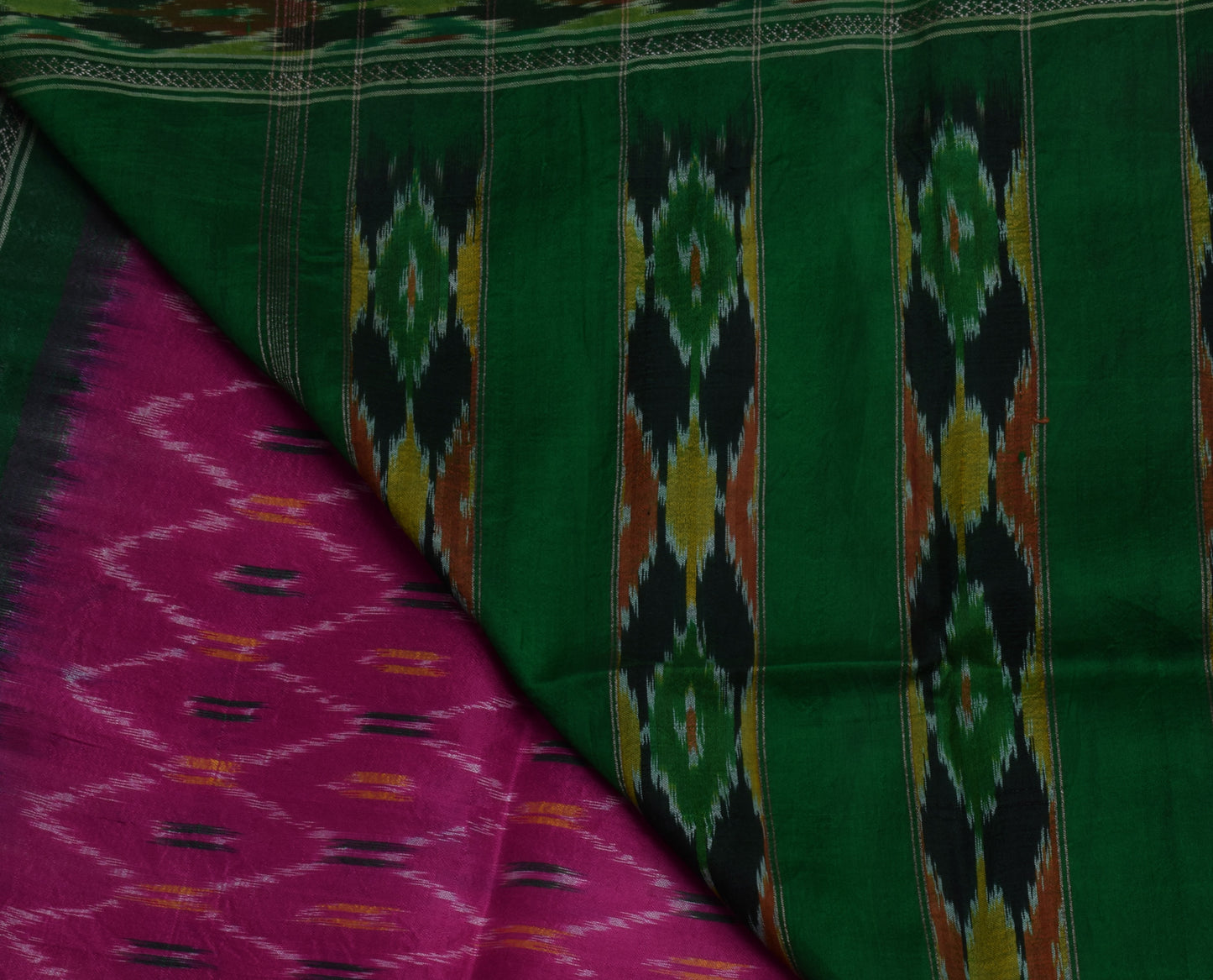 Sushila Vintage Purple Saree Pure Silk Hand Woven Ikat Patola Sari Craft Fabric