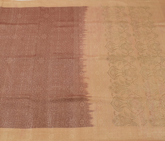 Sushila Vintage Indian Saree 100% Pure Silk Woven Floral Sari Craft 5 YD Fabric