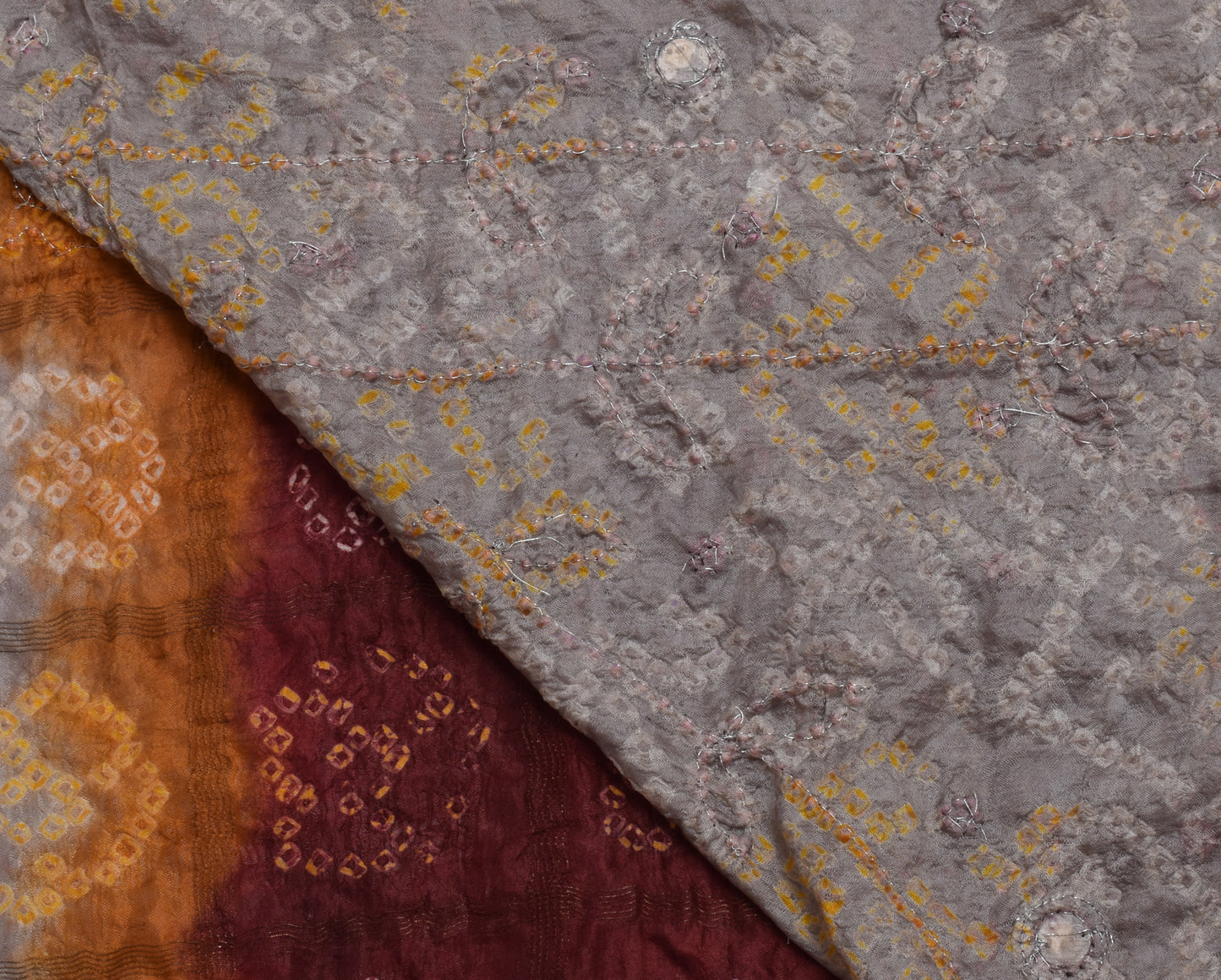 Sushila Vintage Maroon Saree Pure Silk Woven & Printed 5 Yard Sari Craft Fabric