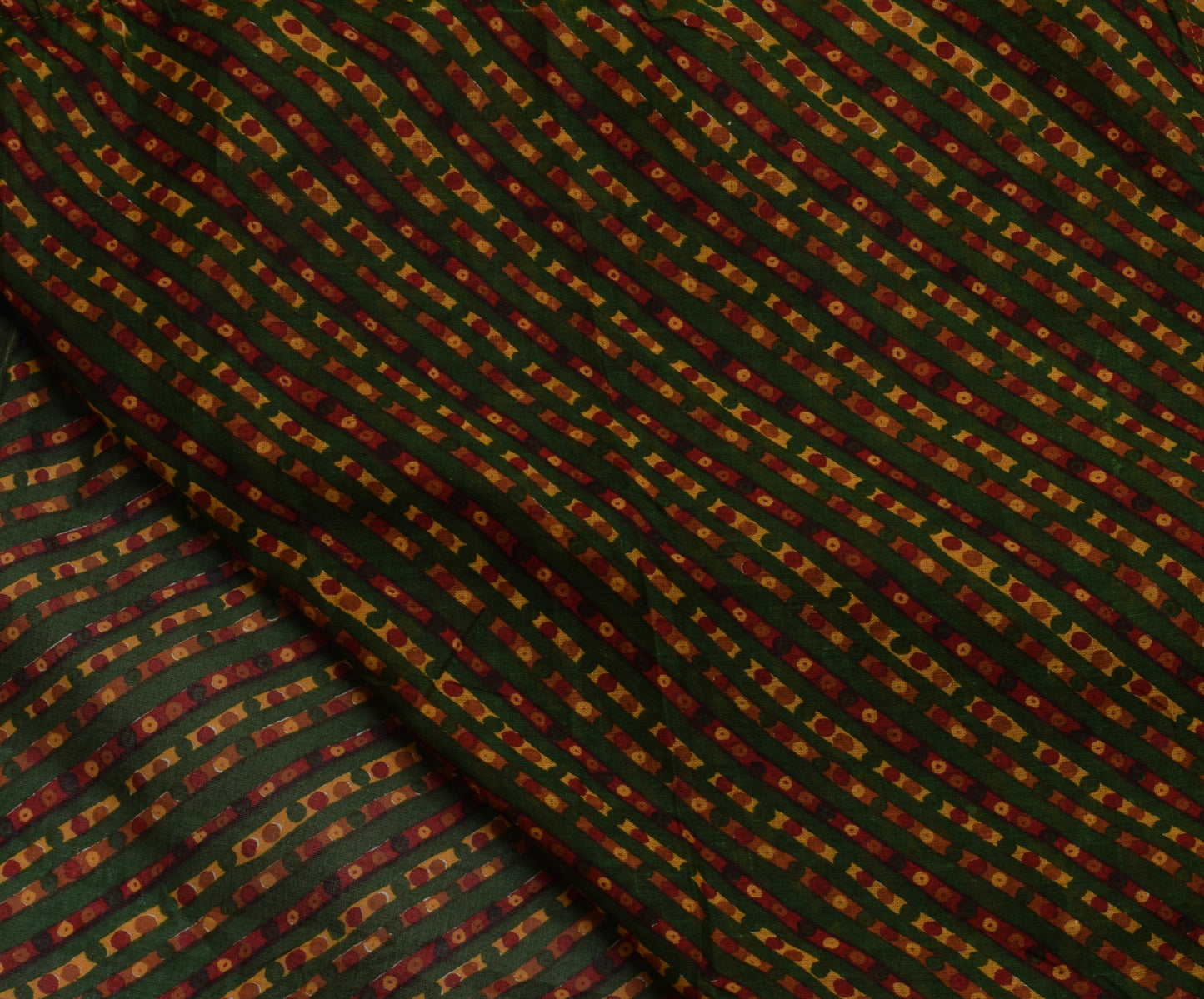 Sushila Vintage Indian Green Saree 100% Pure Cotton Sari 5 Yard Craft Fabric